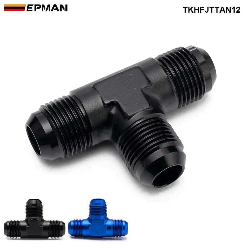 EPMAN Aluminum 3 Ways AN12 Male Thread Pipe Tee Converter Tube Hose Fitting Adapters Fit Oil, Fuel, Fluid, Air Line
